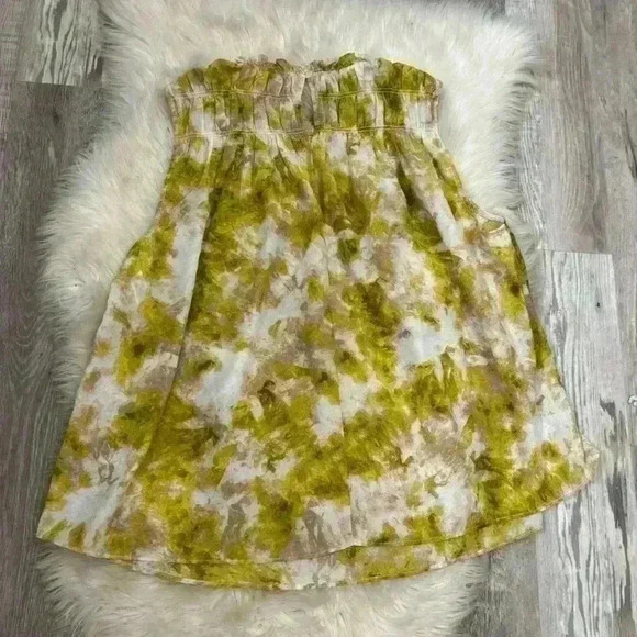 NWT joie summer porcelain print yellow green silk smocked loose fit blouse xxl - Picture 6 of 8